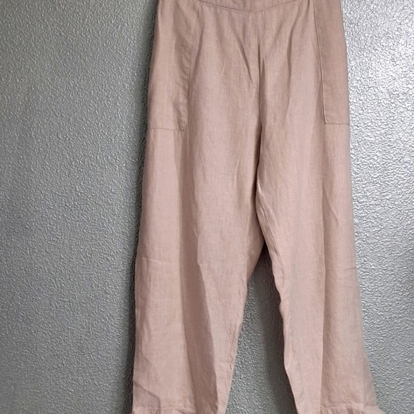 Symple NYC Beige 100% Linen Cropped Pants - Picture 1 of 10
